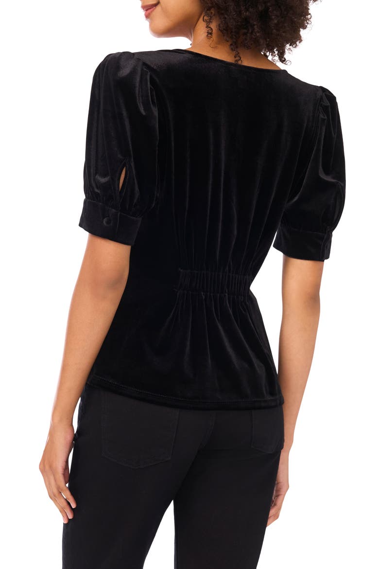 Rhinestone Bow Stretch Velvet Top, Alternate, color, RICH BLACK