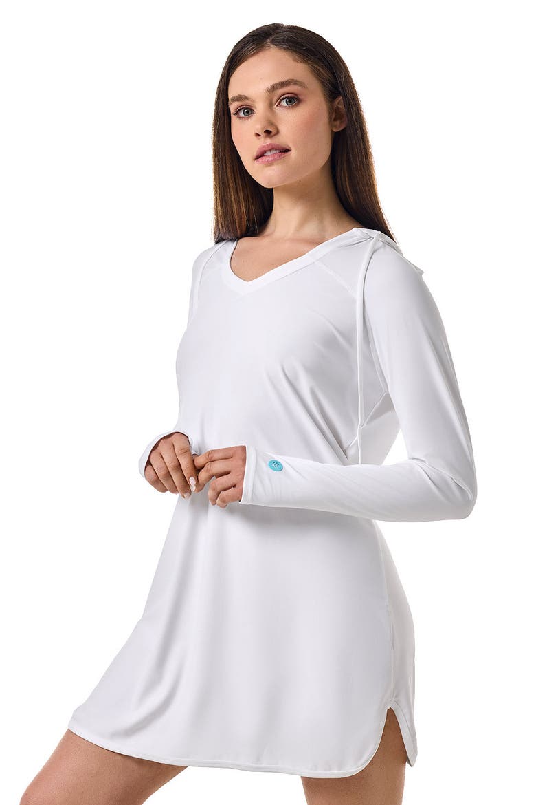 Seacoast Hooded Cover-Up Dress, UPF 50+ Sun Protection, Alternate, color, White