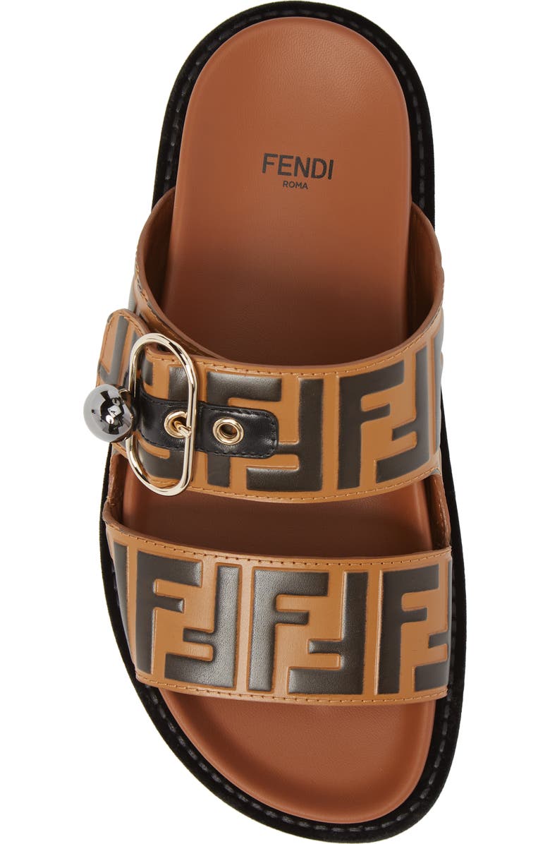 Fendi Pearland Logo Slide Sandal, Alternate, color,