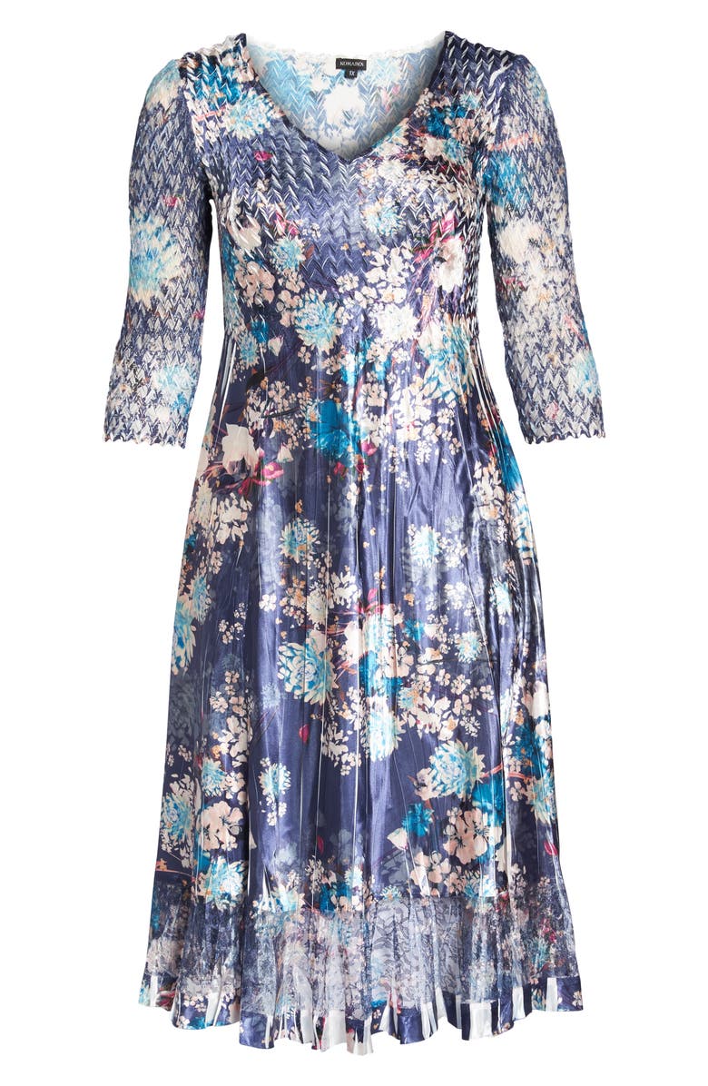 Komarov Print Charmeuse & Chiffon A-Line Dress, Alternate, color,
