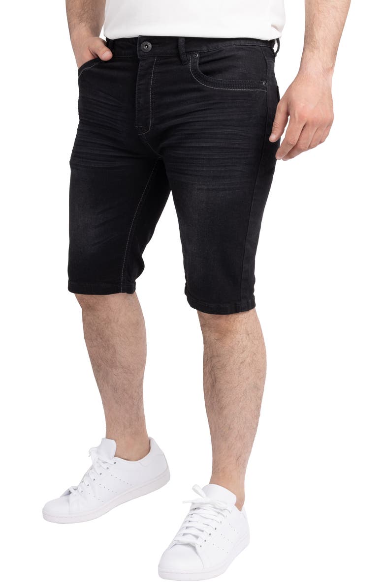 XRAY Cultura Saddle Stitch Straight Leg Denim Shorts, Alternate, color, Black Wash