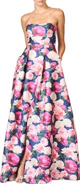 Sachin & Babi Giovanna Floral Strapless Gown