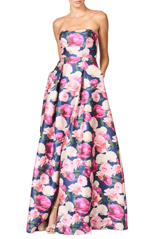 Sachin & Babi Giovanna Floral Strapless Gown In Multi