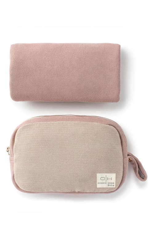 Domani Home Dotty Pouch And Blanket Set In Blush