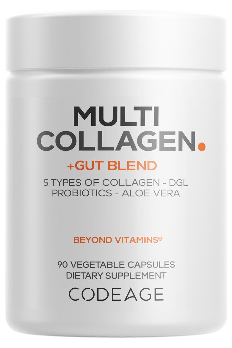 Multi Collagen + Gut Blend & Probiotics Supplement, Main, color, White
