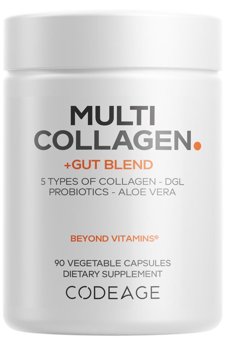 Codeage Multi Collagen + Gut Blend & Probiotics Supplement, Main, color, White