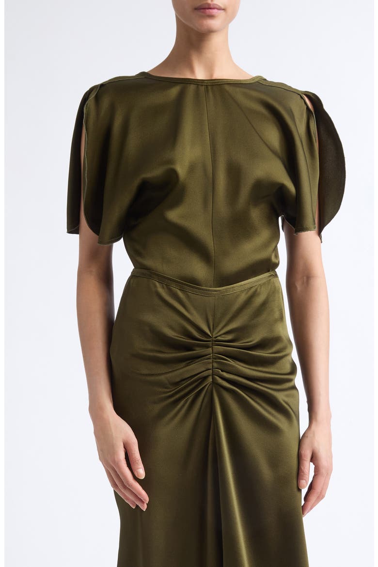 Bela Flutter Sleeve Satin Top, Main, color, MARSH GREEN