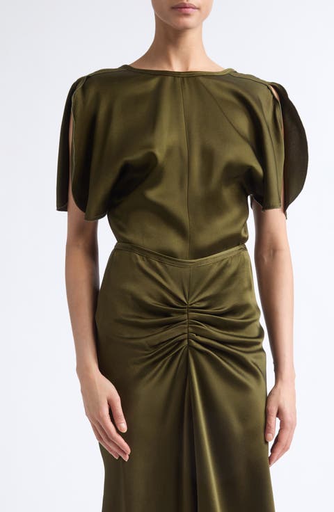 Bela Flutter Sleeve Satin Top
