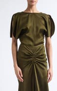Victoria Beckham Bela Flutter Sleeve Satin Top