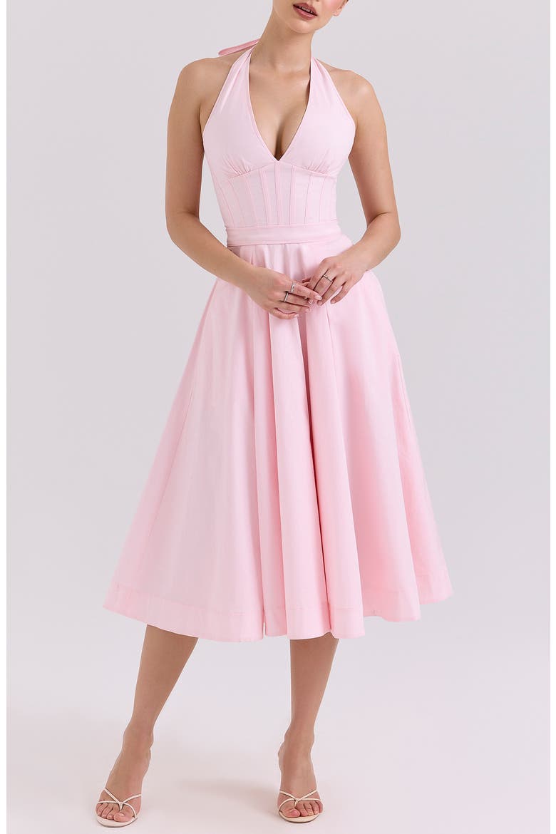 cotton halter dress sundress Petite Riviera Linen Cotton Midi Pocket Halter Dress