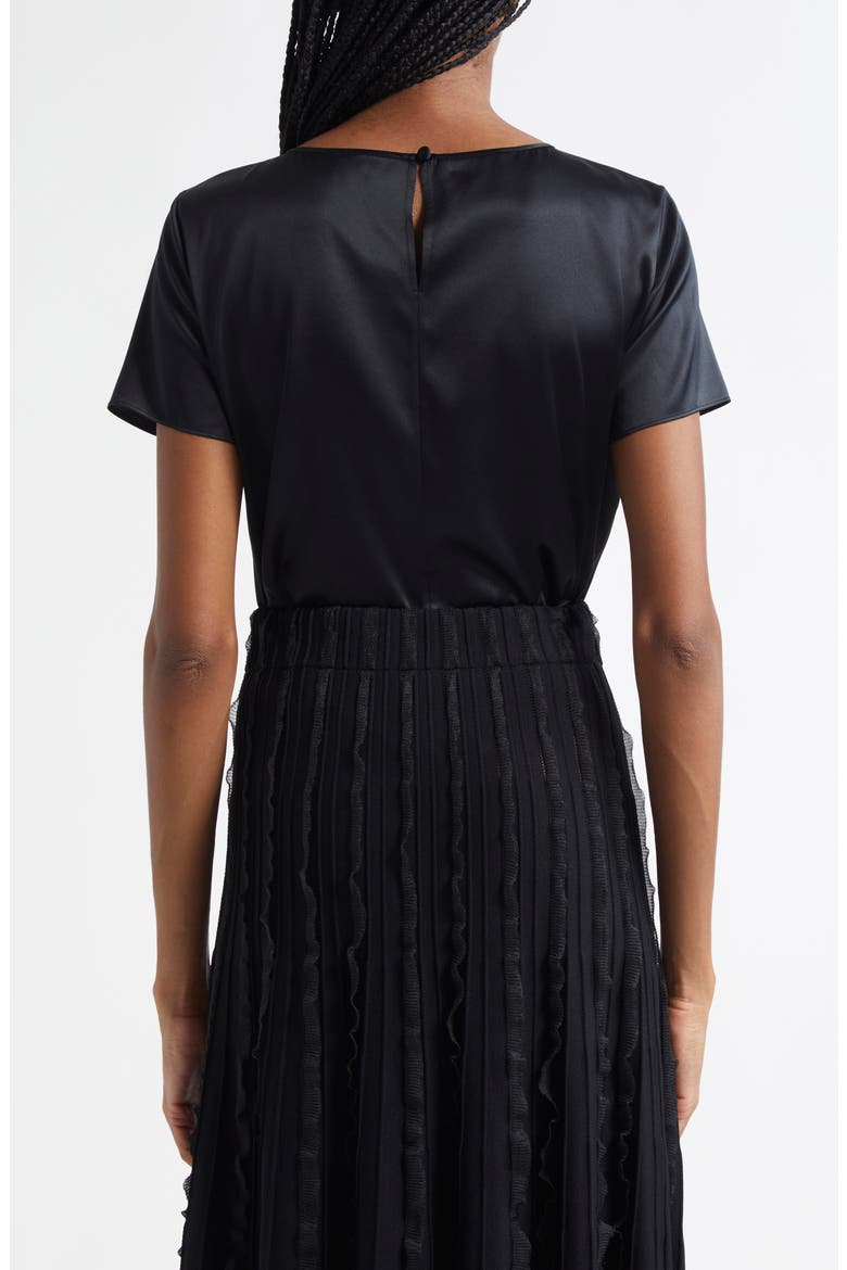 Satin Stretch Silk T-Shirt, Alternate, color, BLACK
