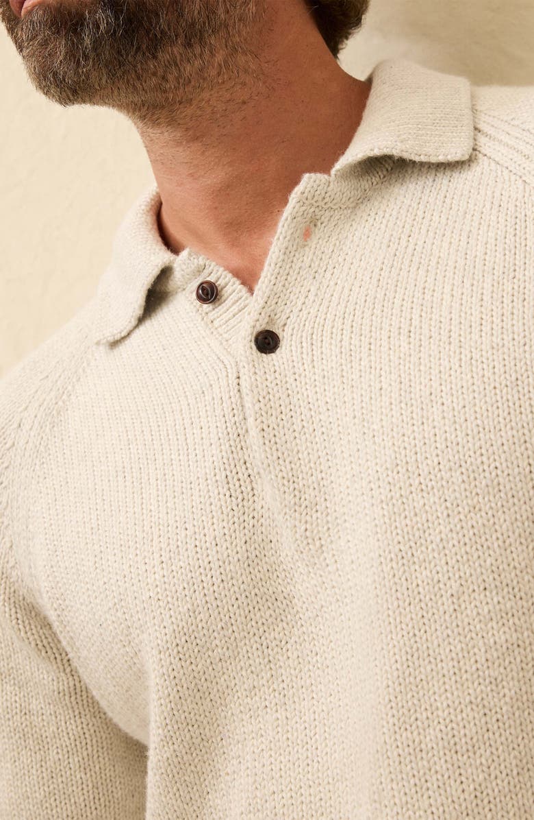 Faherty Heirloom Organic Cotton Polo Sweater, Alternate, color, Ice Grey Heather