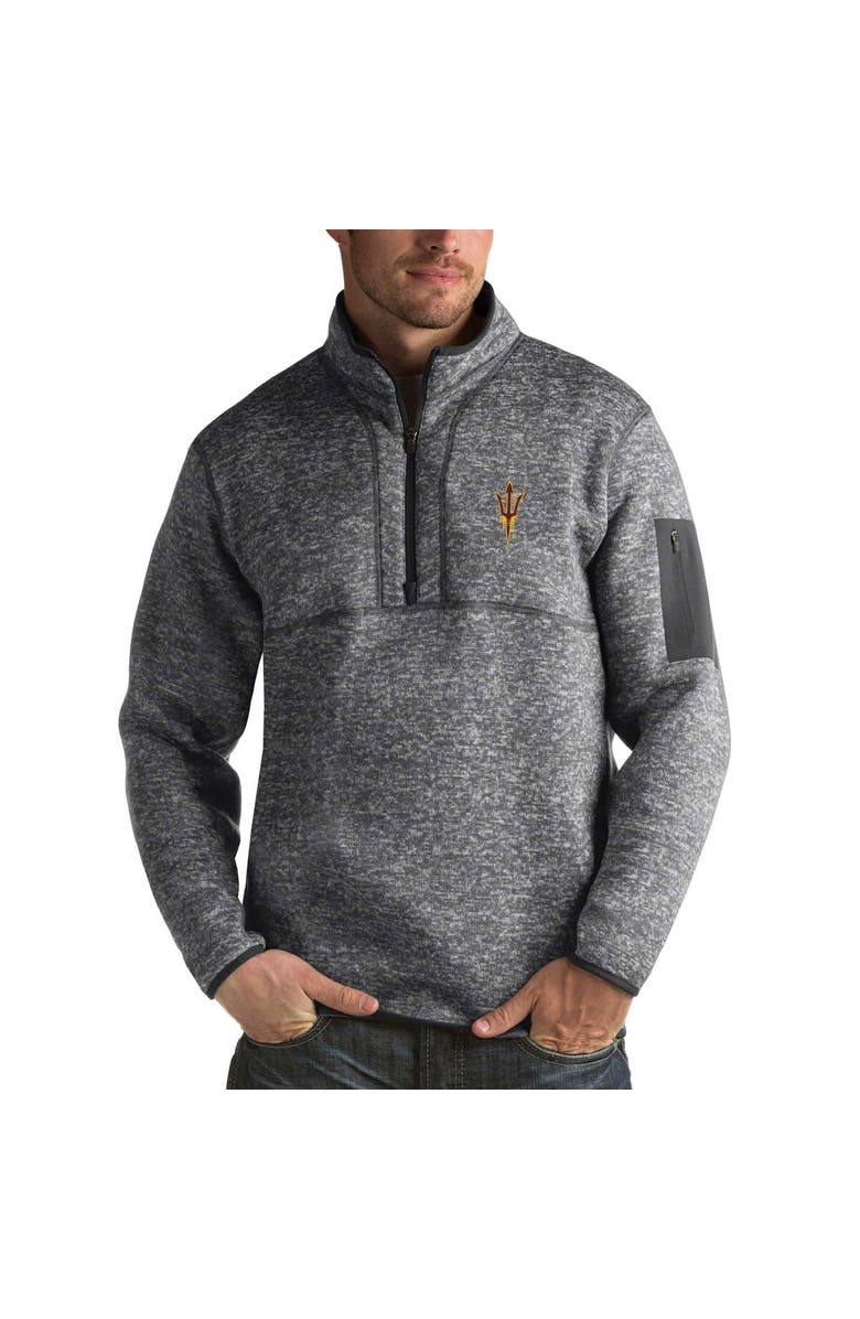ANTIGUA Men's Antigua Charcoal Arizona State Sun Devils Fortune Half-Zip Sweatshirt, Main, color, 