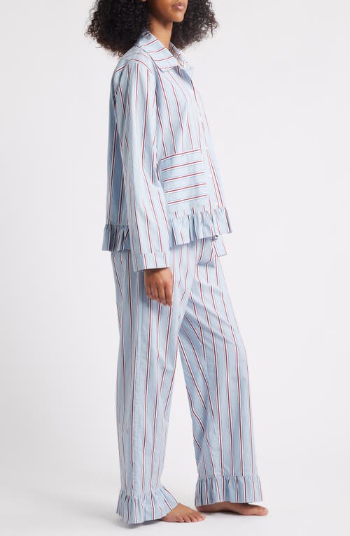 Damson Madder Frill Florie Stripe Pajamas In Blue