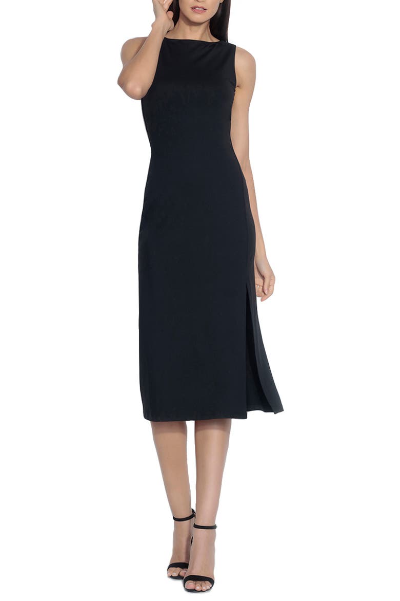 Sleeveless Slit Midi Sheath Dress, Main, color, BLACK