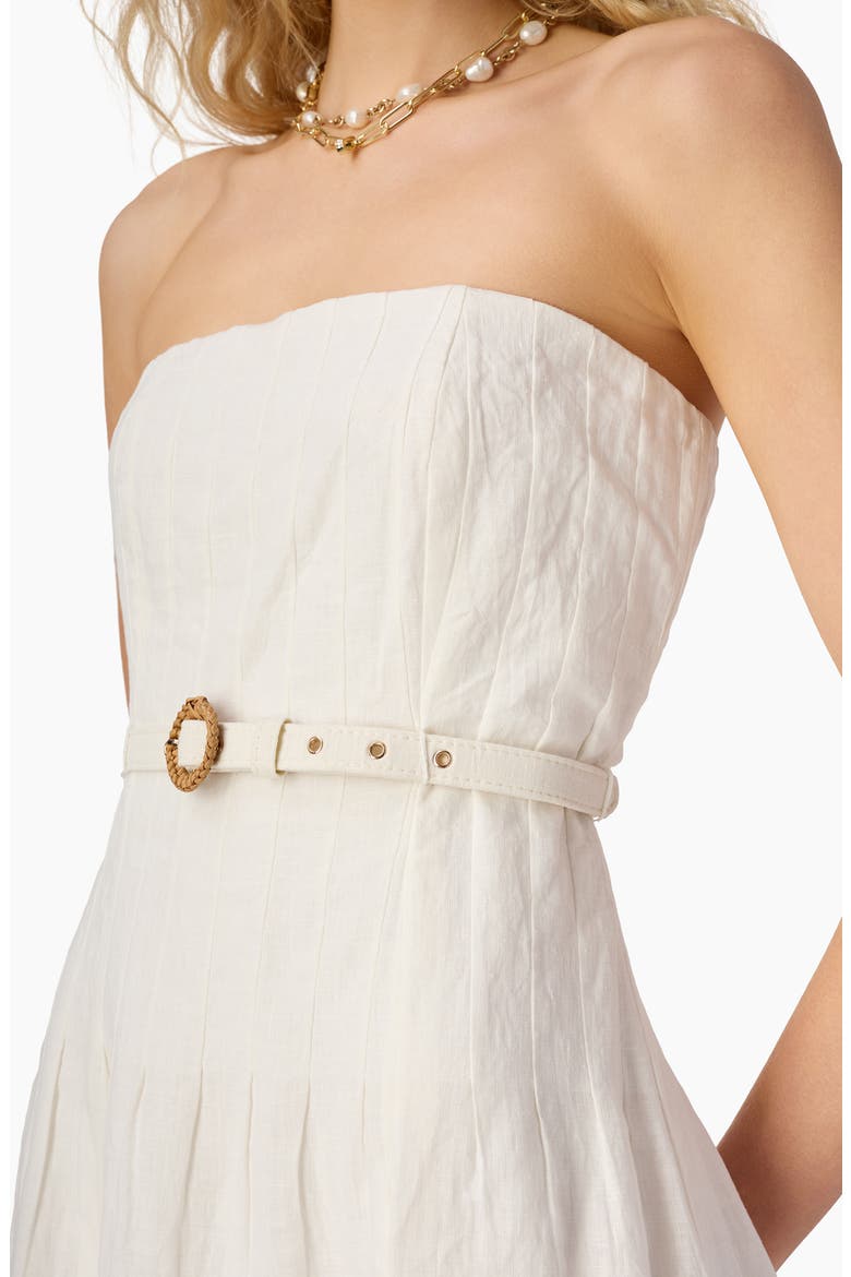 Yena Strapless Linen Dress, Alternate, color, MACADAMIA