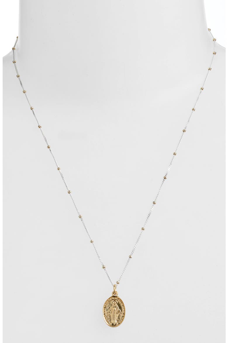 Blessed Mother Pendant Necklace, Alternate, color, GOLD/SILVER