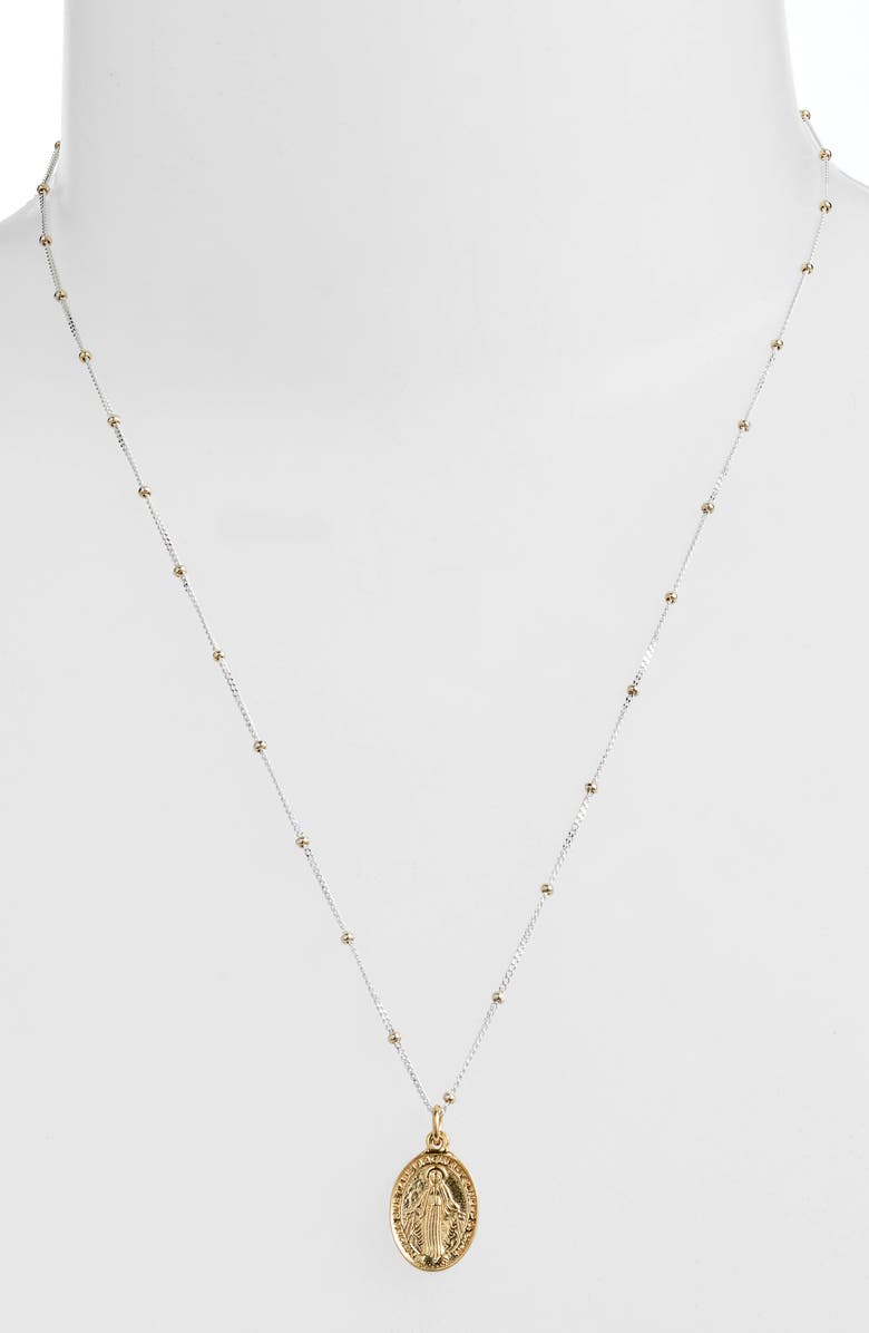 Argento Vivo Sterling Silver Blessed Mother Pendant Necklace, Alternate, color, Gold/Silver