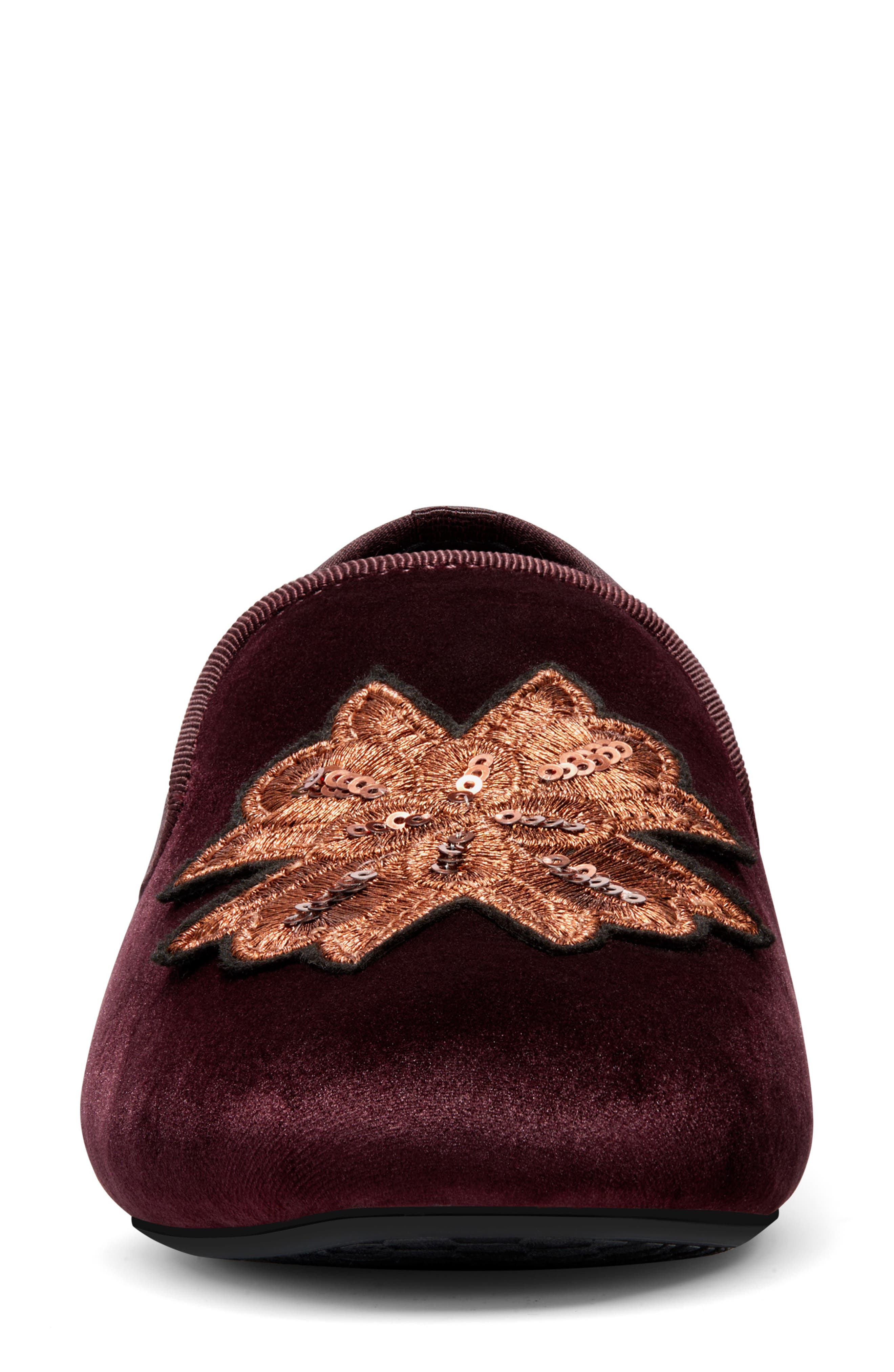 The Starling Loafer Velvet Embroidery, Alternate, color, BORDEAUX VELVET EMBROIDERY