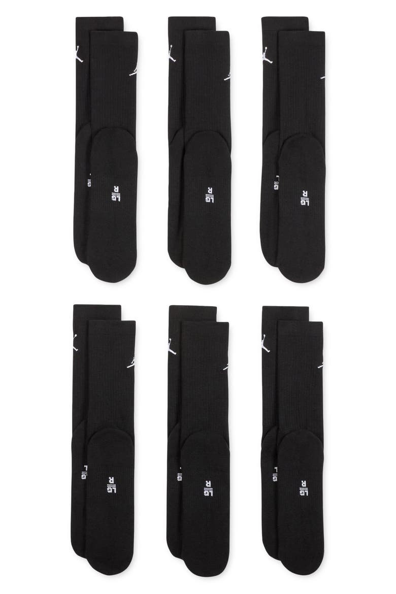 Everyday 6-Pack Cushioned Crew Socks, Alternate, color, BLACK/ WHITE