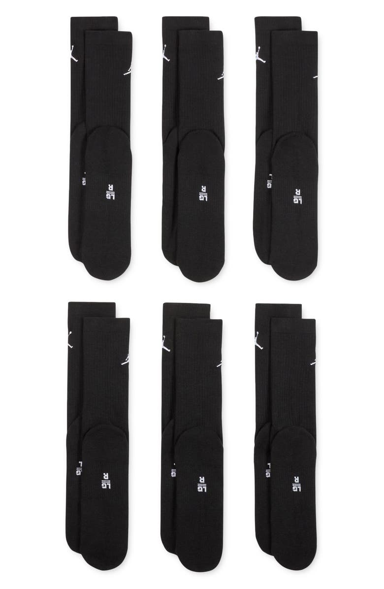 Nike Everyday 6-Pack Cushioned Crew Socks, Alternate, color, Black/ White