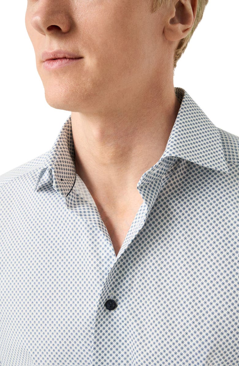 Eton Contemporary Fit Neat Floral Print Cotton Dress Shirt, Alternate, color, Medium Blue