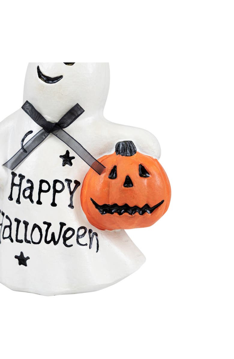 Northlight Ghosts with Jack-O-Lanterns "Happy Halloween" and "Trick or Treat" Figurines - 7.75" - Set of 2, Alternate, color, White