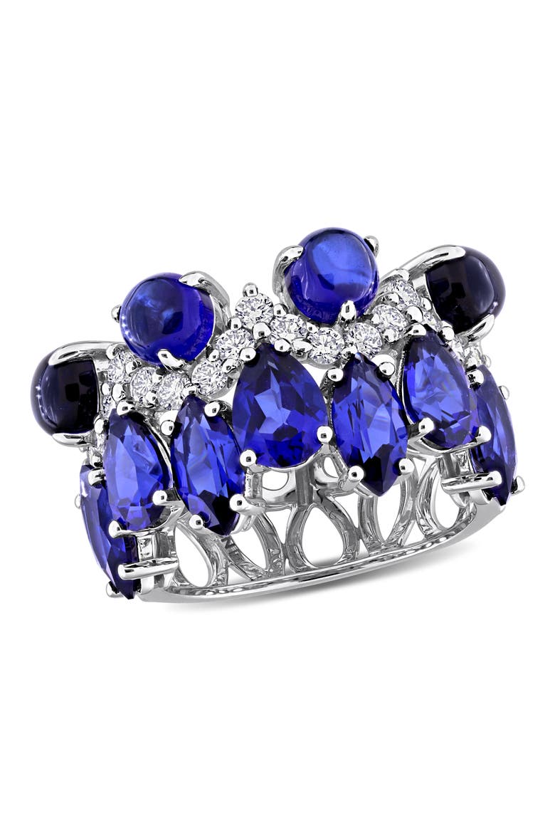 Lab-Created Sapphire & Diamond Eternity Ring 14k, Main, color, Sapphire