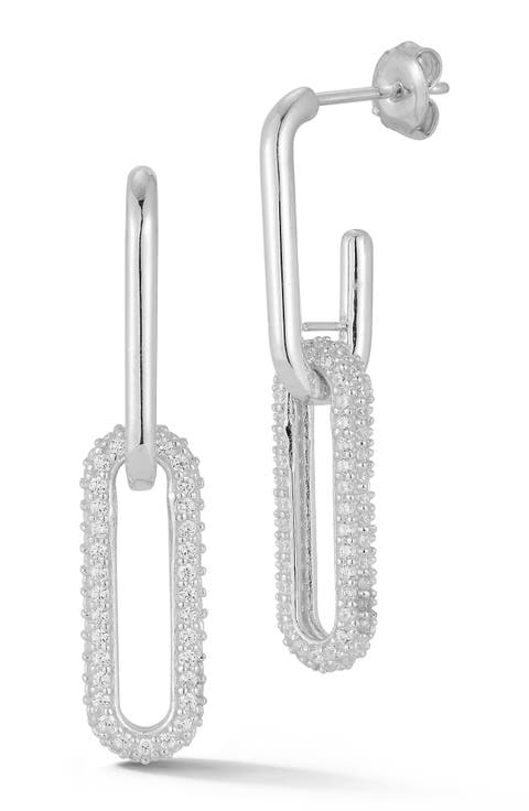 Pavé CZ Chain Link Drop Earrings