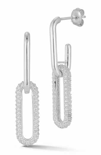 CHLOE AND MADISON Pavé CZ Chain Link Drop Earrings