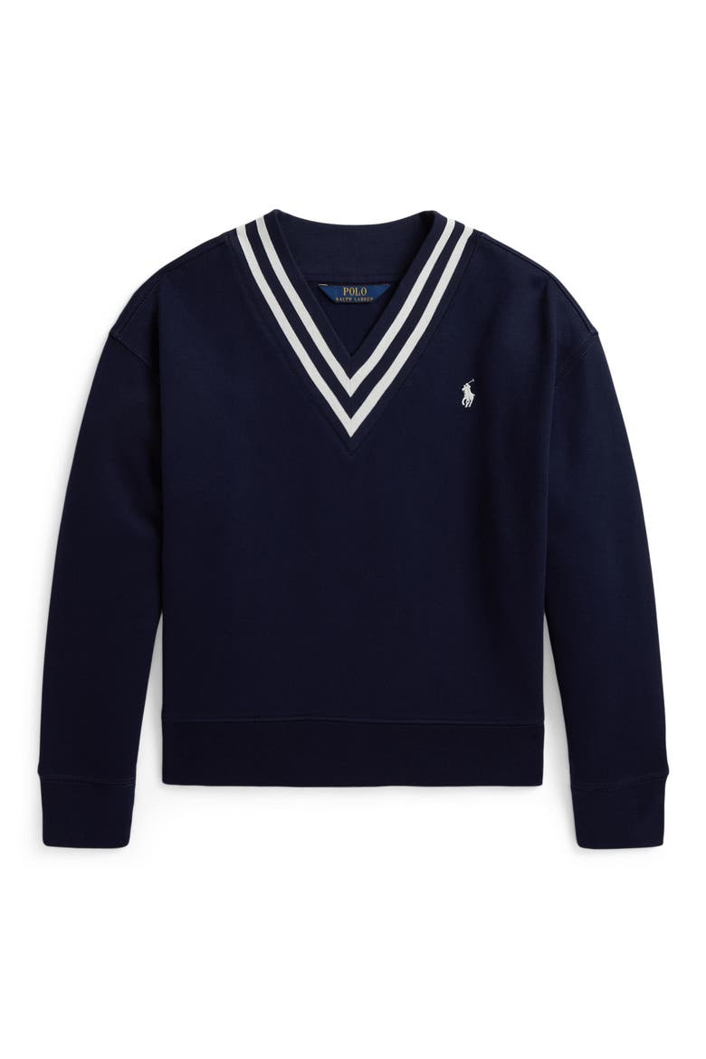 Fleece Knit Cotton Blend Sweatshirt, Main, color, NAVY