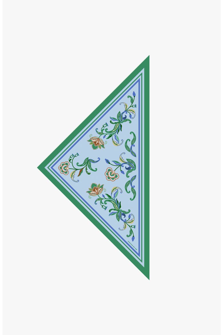 Aqua Paisley Triangle Silk Scarf, Main, color, Green