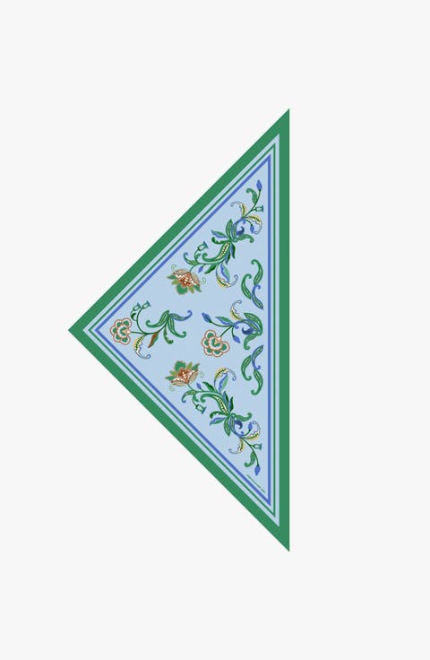 Aqua Paisley Triangle Silk Scarf
