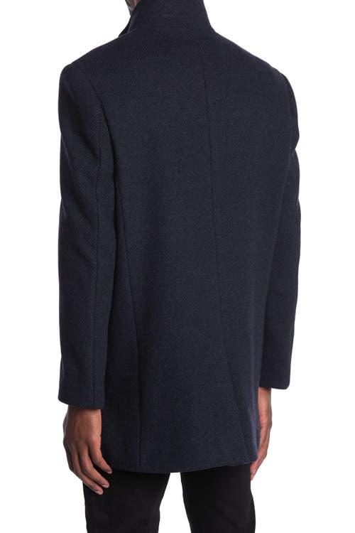 Hart Schaffner Marx Genoa Twill Wool Blend Coat In Navy