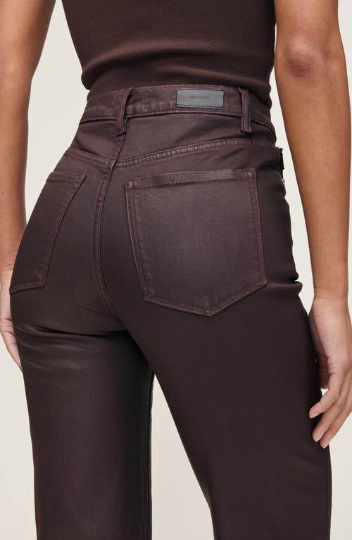 Dl1961 Karmine Refined Wide Leg Sculptsystem High Rise Coated Jeans In Fig Coated In Brown