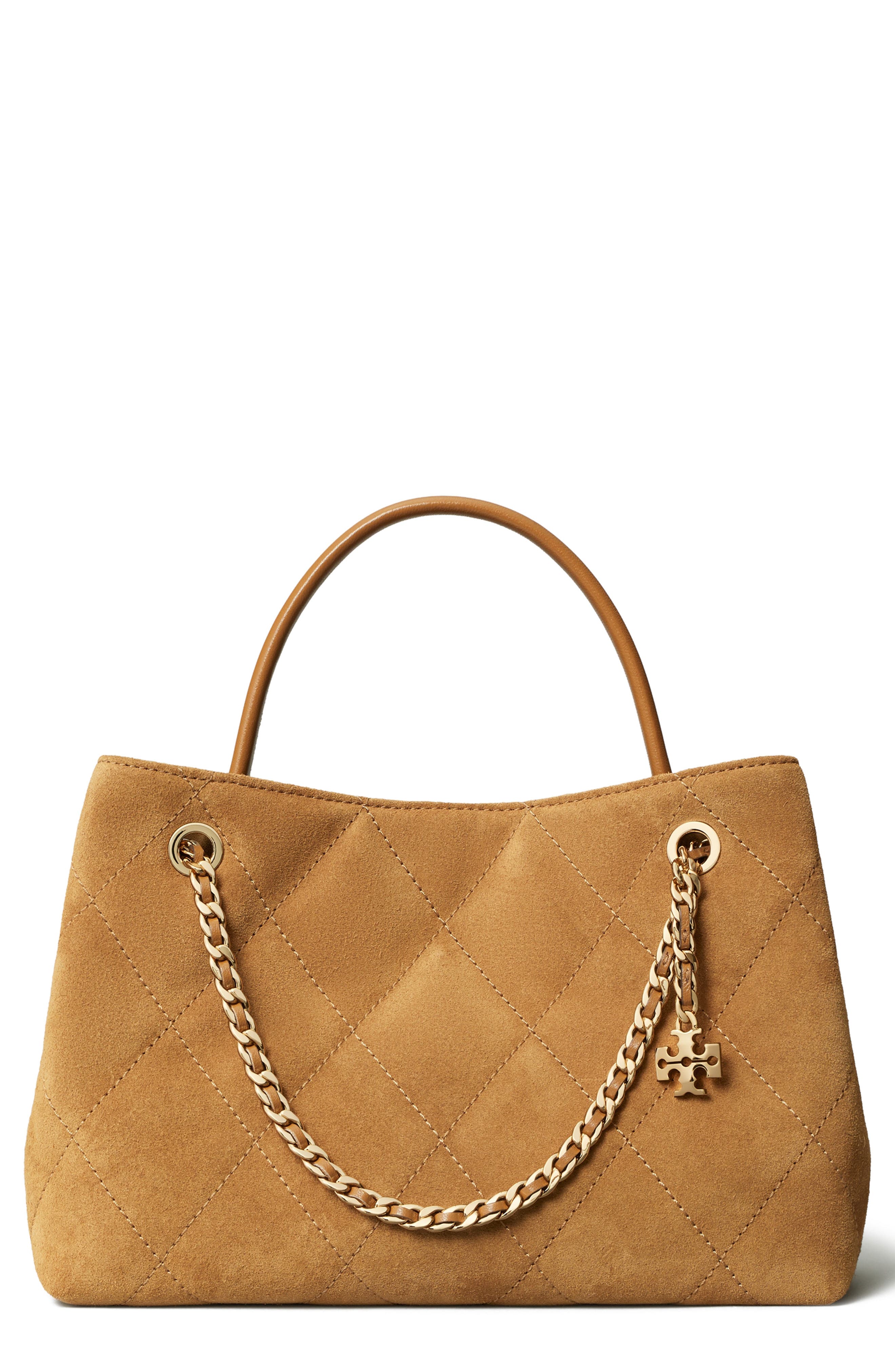 Small Fleming Suede Carryall Tote, Main, color, TOFFEE