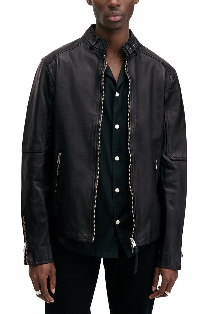AllSaints Cora Leather Jacket, Main, color, Jet Black