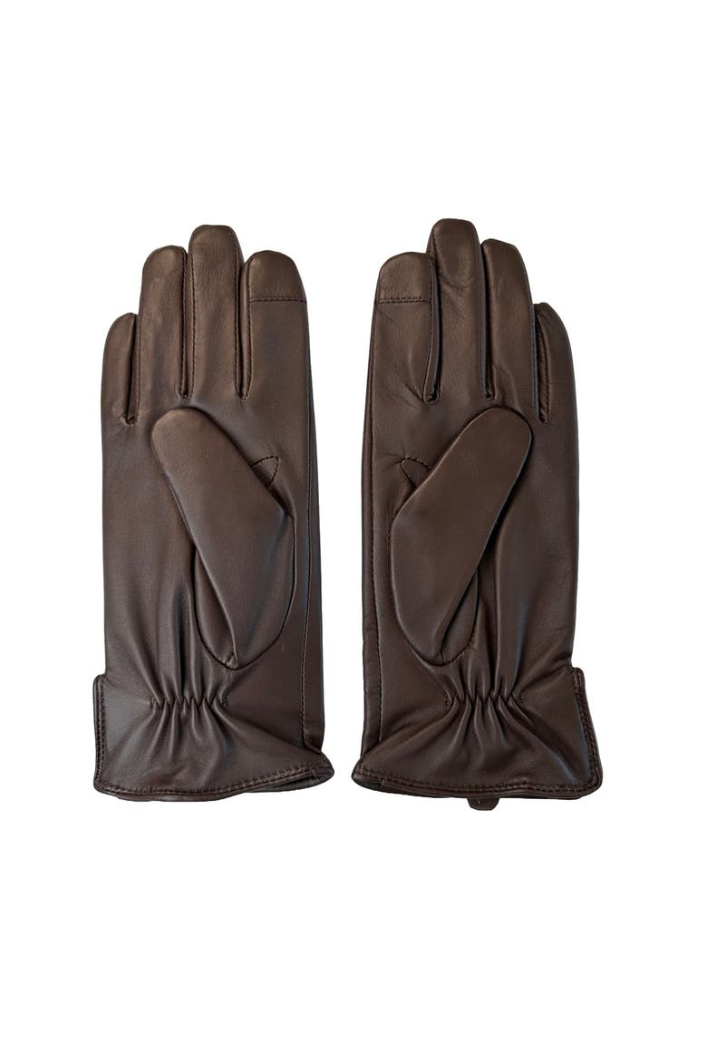 Leather 2-Button Touch Glove, Alternate, color, Country Brown