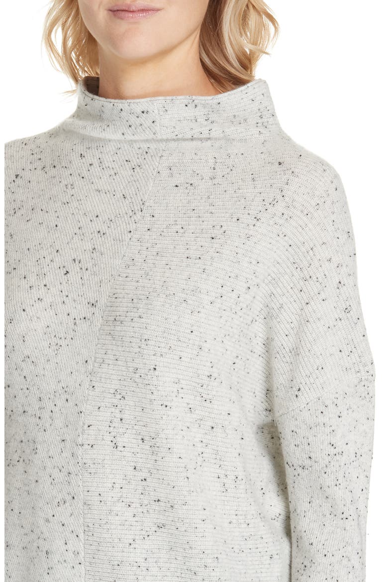 Cashmere Directional Rib Mock Neck Sweater, Alternate, color, GREY CLAY TWEED