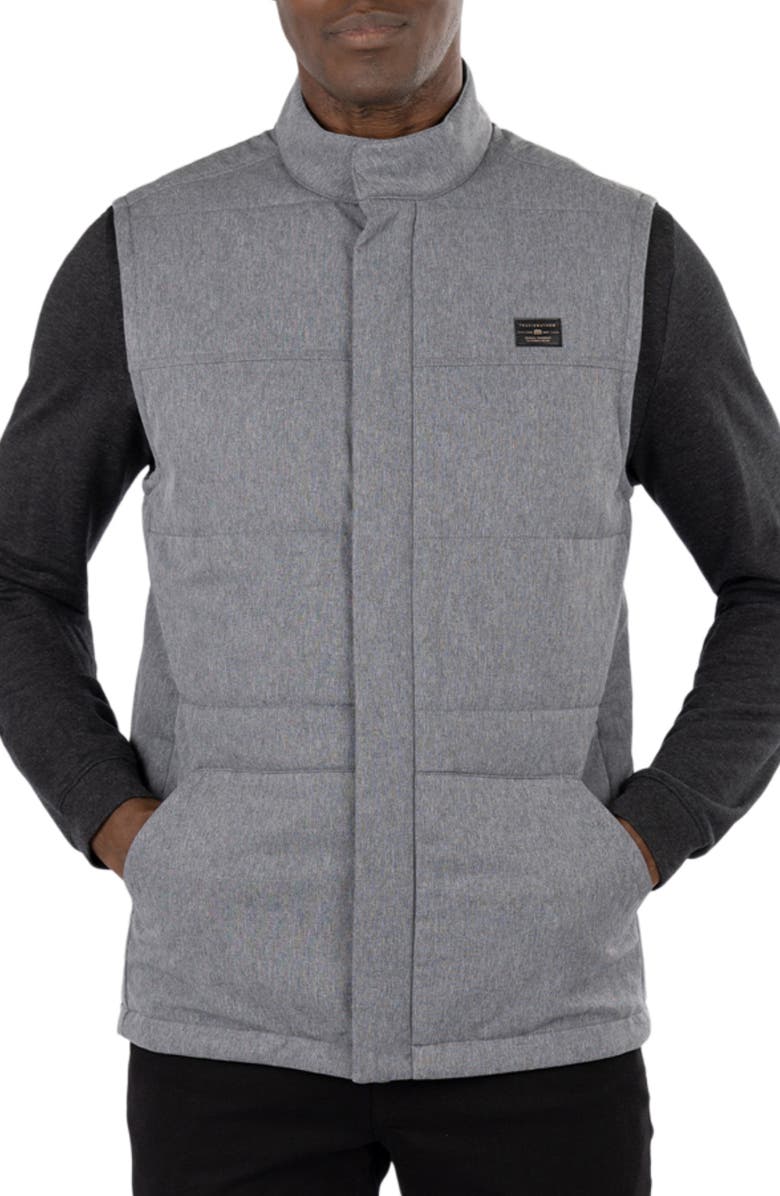 TravisMathew Heated Negotiations Stretch Vest, Main, color, Heather Dark Grey