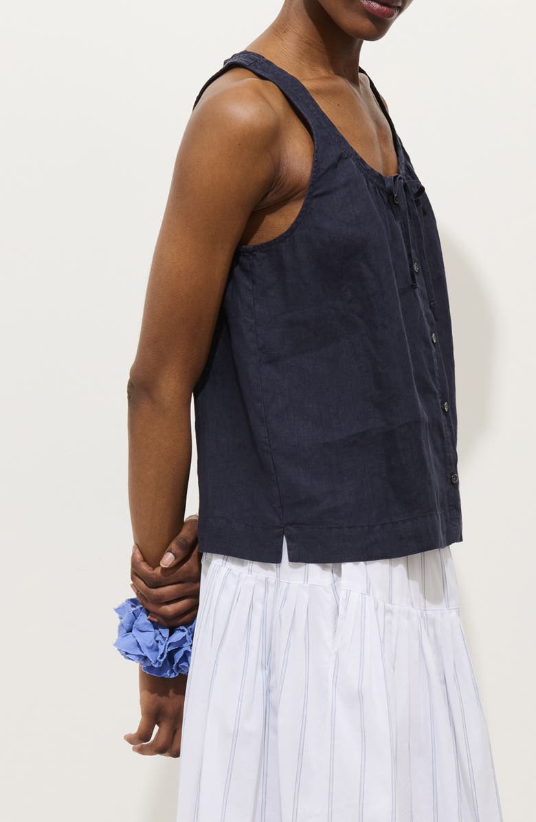 Alex Mill Sidney Sleeveless Linen Button-Up Top, Alternate, color, Dark Navy
