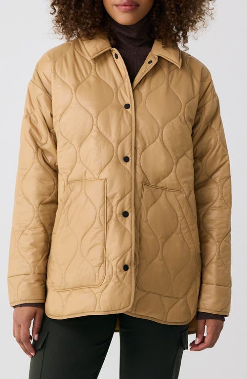 Lole The Quilted Water Repellent Nylon Shacket in Carmel 