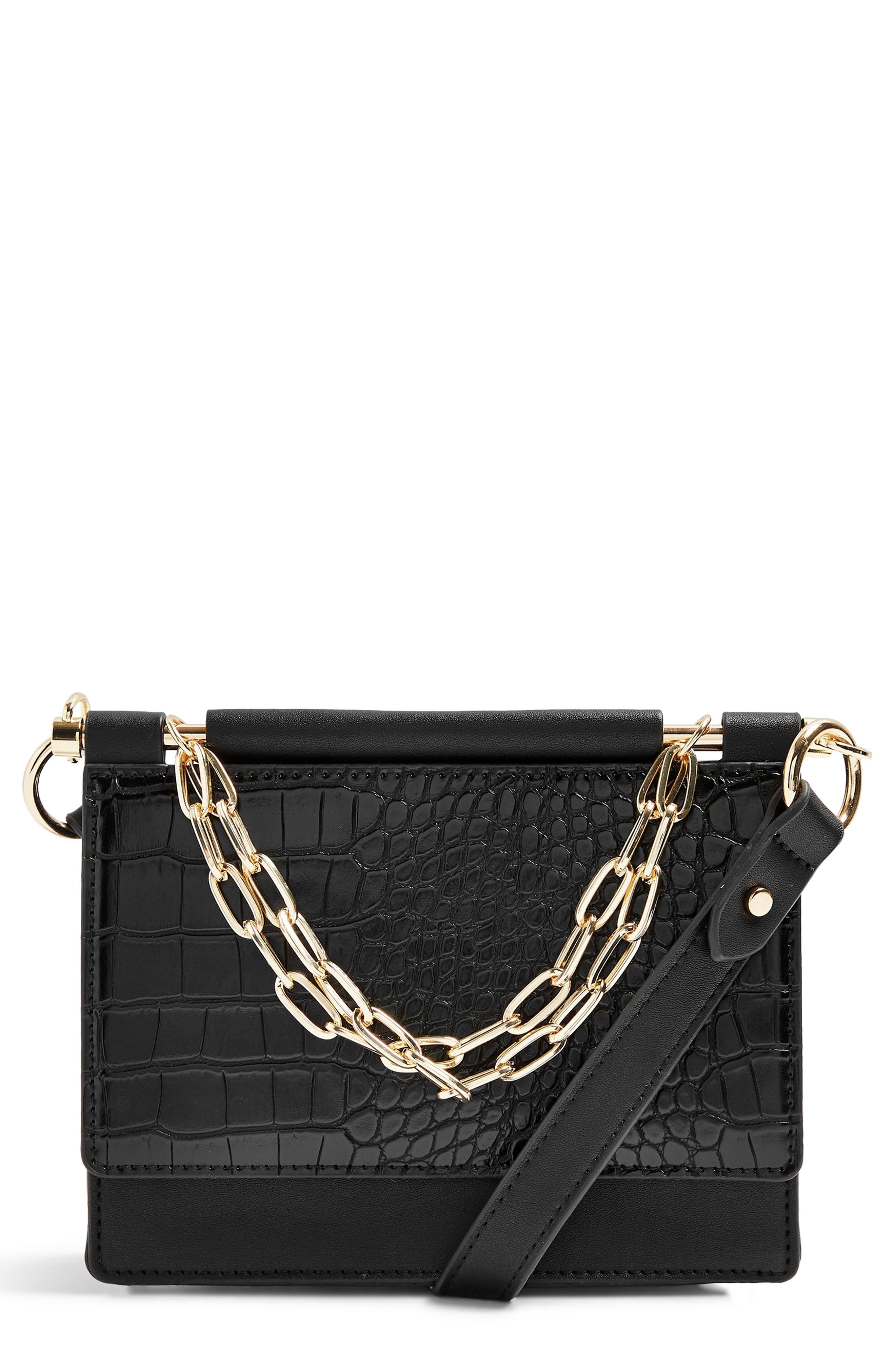 Topshop Tropic Chain Faux Leather Shoulder Bag, Main, color, 