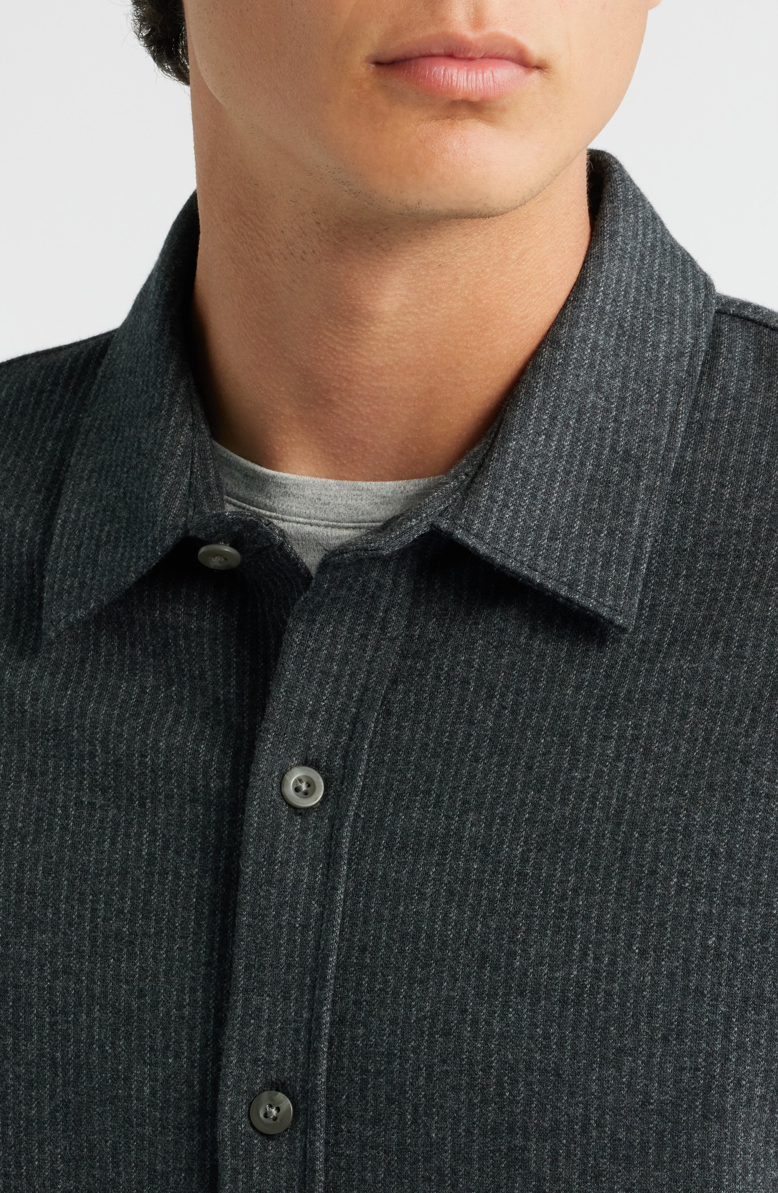 Pinstripe Jacquard Button-Up Shirt - image 2