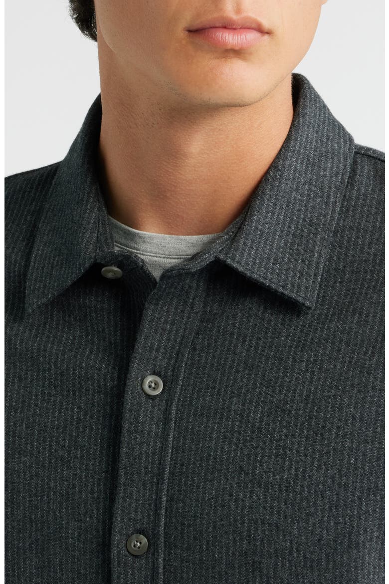 Pinstripe Jacquard Button-Up Shirt, Alternate, color, CHARCOAL