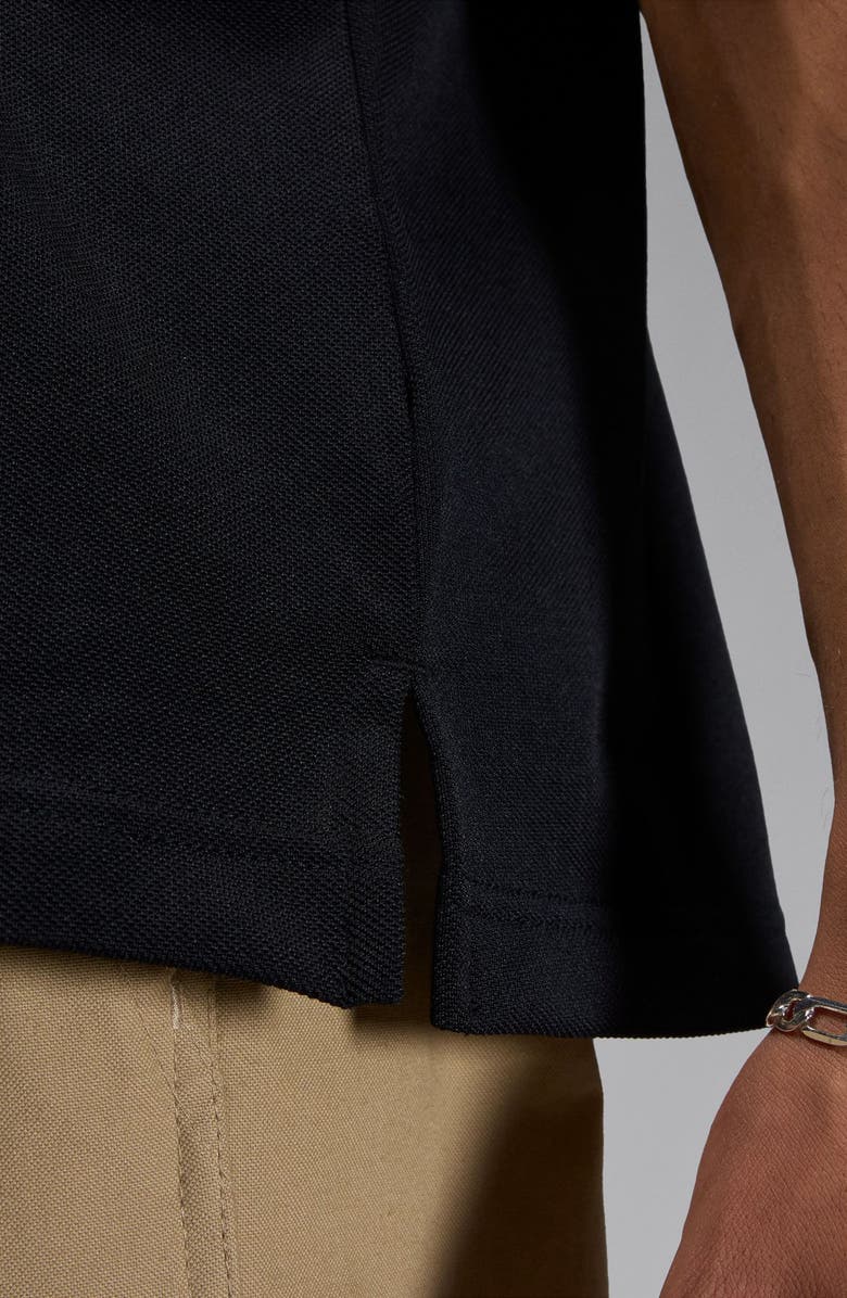 Jordan Brooklyn Loose Fitting Cotton Blend Piqué Polo, Alternate, color, Black/ Iron Grey