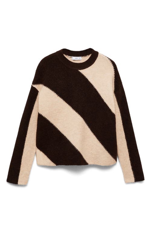 Mango Women's Striped Knit Sweater In Medium Brown
