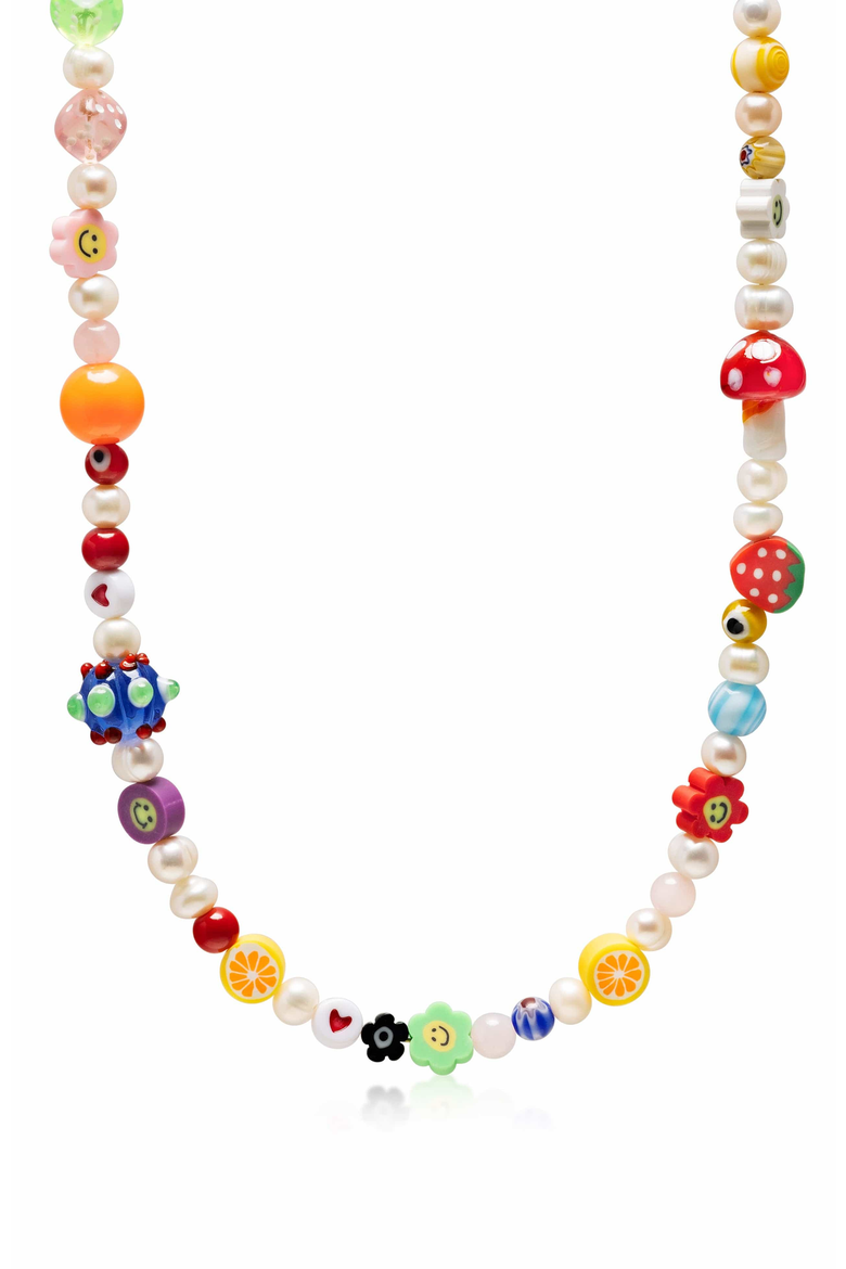 Berry Pearl Necklace, Main, color, White / Multicolor
