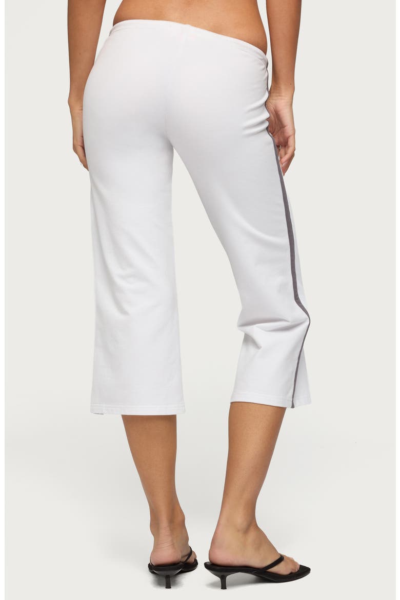 Milene Side Stripe Terry Drawstring Capri Pants, Alternate, color, WHITE