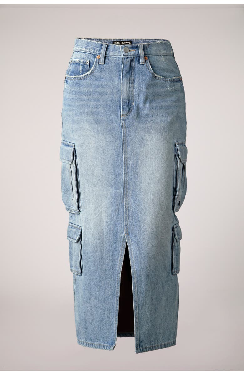 BLUE REVIVAL Major General Midi Skirt, Alternate, color, Crete